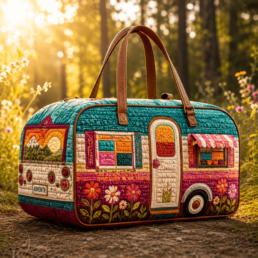 Retro Bohemian Handbag Duffle Bag Camper Beach Tote Boho Pink Gym Zipper New